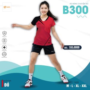 Mẫu áo bóng chuyền nữ có sẵn Aura màu đỏ