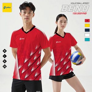 Mẫu áo bóng chuyền nam nữ Yeka có sẵn màu đỏ